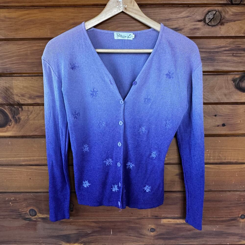 VINTAGE | Bashecinq Tokyo Purple Ombre Cardigan Sweater Size 3